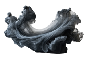 Abstract swirling design with flowing gray and black fabric-like textures in a dynamic composition png