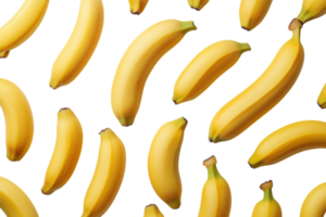 Fresh yellow bananas scattered on a white background create a vibrant and appealing visual display png