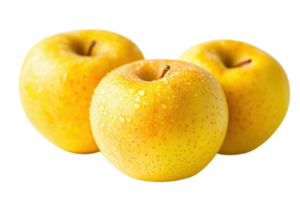 Fresh and juicy yellow apples with a light water mist are ready to be enjoyed or used in delicious recipes png