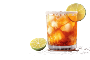 Refreshing cocktail with lime and ice served in a glass on a white background png