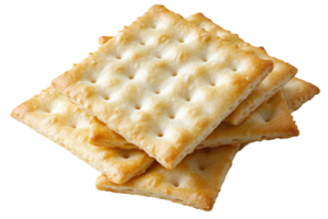 Savory crackers stacked neatly on a white background for a snack or appetizer option png