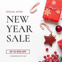 Red Festive New Year Sale Instagram Post template