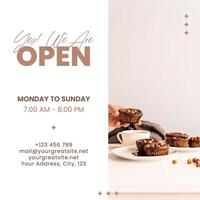 Beige Minimalist Back to Business Cafe Instagram Post template