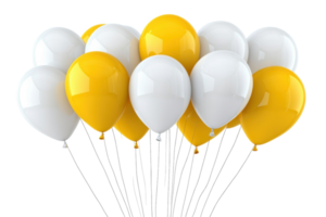 Balloons in yellow and white floating against a plain background ready for a celebration or event png