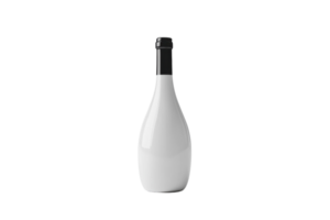 Elegant white bottle with black cap displayed on a plain background highlighting its smooth design and modern aesthetic png