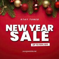 Red Simple New Year Sale Instagram Post template