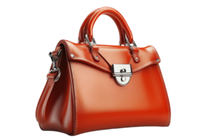 Elegant orange handbag with stylish design and polished finish displayed on a neutral background png