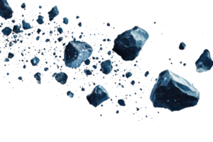 Floating rocks with a cosmic background create a sense of movement in a surreal landscape png