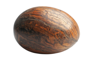 Unique brown stone with intricate patterns and smooth surface displayed on a white background png