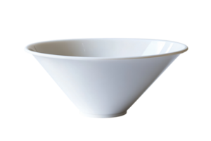 Simple white conical bowl suitable for serving food in various settings and occasions, ideal for dining or kitchen display png