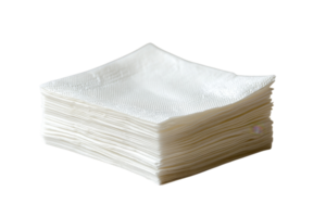 Stack of white napkins on a plain background ready for use in a dining setting or event png