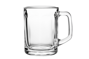 Empty glass mug resting on a white background awaiting refreshing beverages png