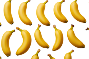 Fresh yellow bananas arranged on a clean white background showcasing their vibrant color and smooth texture png