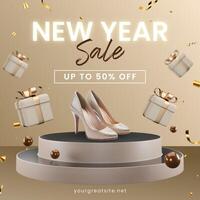Gold Beige New Year Sale Instagram Post template