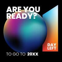 1 Day Left New Year Count Down Gradient Number Instragram Post template