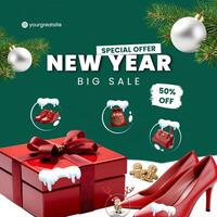 Green Modern New Year Sale Instagram Post template
