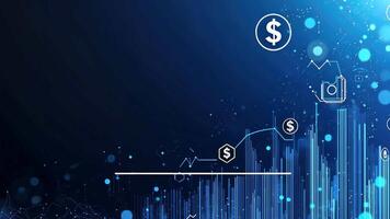 Illustration money of glowing digital us dollar symbols finance on a futuristic dark circuit board representing cryptocurrency and electronic transactions financial icons and business analytics video