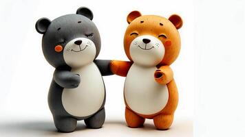 3d icon valentine Two cartoon bears hugging each other on transparent background video