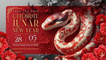 Lunar New Year of The Snake Invitation for Twitter Post template