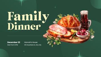 green luxury family dinner invitation twitter post template