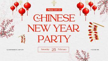 Twitter Post - Chinese New Year Party Invitation template