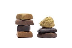 Blocks of hashish isolated on white background photo