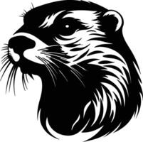 cuddly Black silhouette of otter river head vector