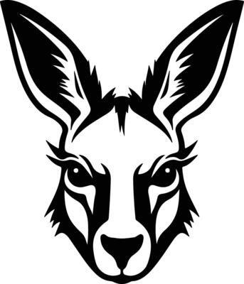 graceful Black silhouette of kangaroo head