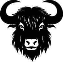 cuddly Black silhouette of yak head vector