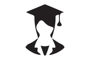 Silhouette of a Graduate with Cap and Gown. vector