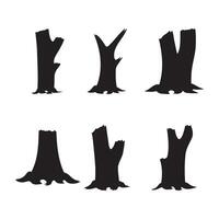 Silhouettes of Broken Tree Stumps Set. vector
