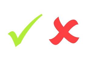 Stock Green check mark and red cross mark. vector