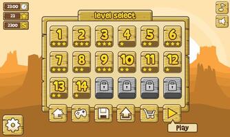 Wild West Cowboy Wood Game UI Level Select Window vector