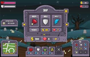 Scary Graveyard Cemetery Zombie Game User Interface vector
