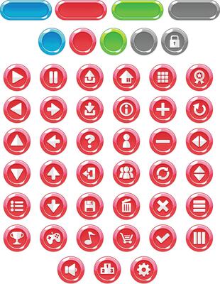 Red Casual Cartoon Game UI Button
