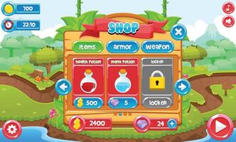 Casual Jungle Game User Interface Shop Window vector