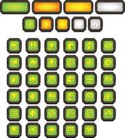 Green Metal action game user interface elements vector