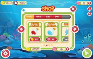 Casual Bubble Underwater Game UI Shop Window vector
