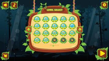 Jungle Forest Game User Interface Level Select Window vector