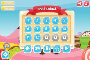 Casual Candy Land Game UI Level Select Window vector