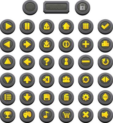 Yellow Medieval RPG Fantasy Game Button