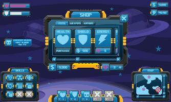 Space Sci-fi Techno Game User Interface vector
