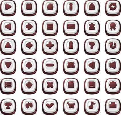 White Chocolate Candy Game User Interface Button