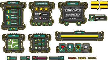 Sci-fi Robot Techno mech Game UI Button vector