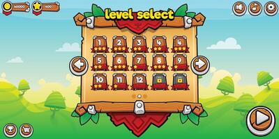 Fantasy RPG Medieval Game UI Level Select Window vector