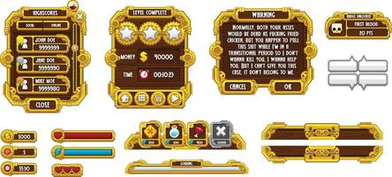 Steampunk metal Game User Interface Elements vector