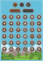 Wood Fantasy RPG Medieval Game UI Button vector