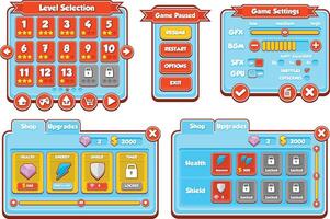 Casual Minimalistic Red and Blue Game User Interface Window Panel vector
