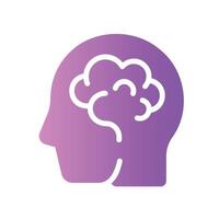 brain Flat Gradient Icon White Background vector
