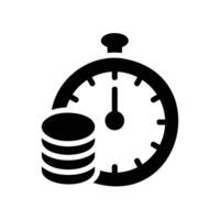 timer Glyph Icon White Background vector